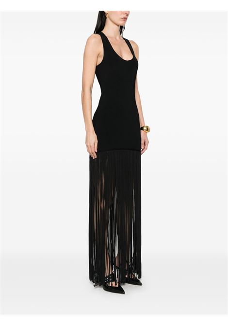 Abito midi con frange in nero David koma - donna DAVID KOMA | RE25DKKN01DBLK